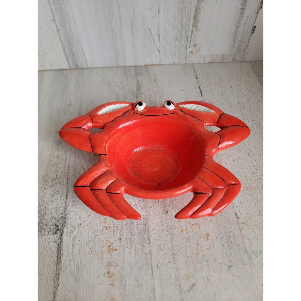 Vintage crab red ceramic bowl lobster kitchen unique home decor figure